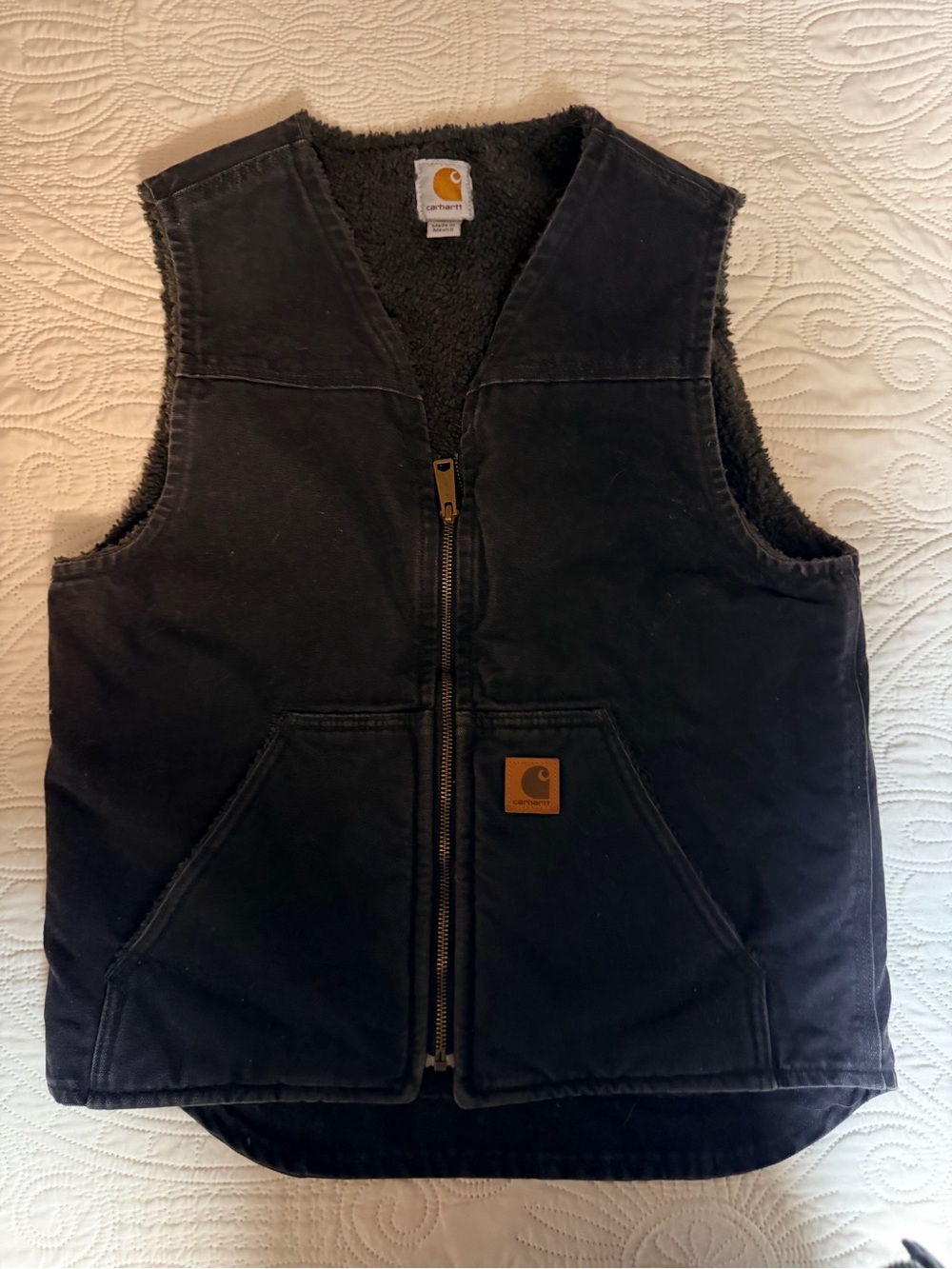 Carhartt Black Sherpa Lined Canvas Vest